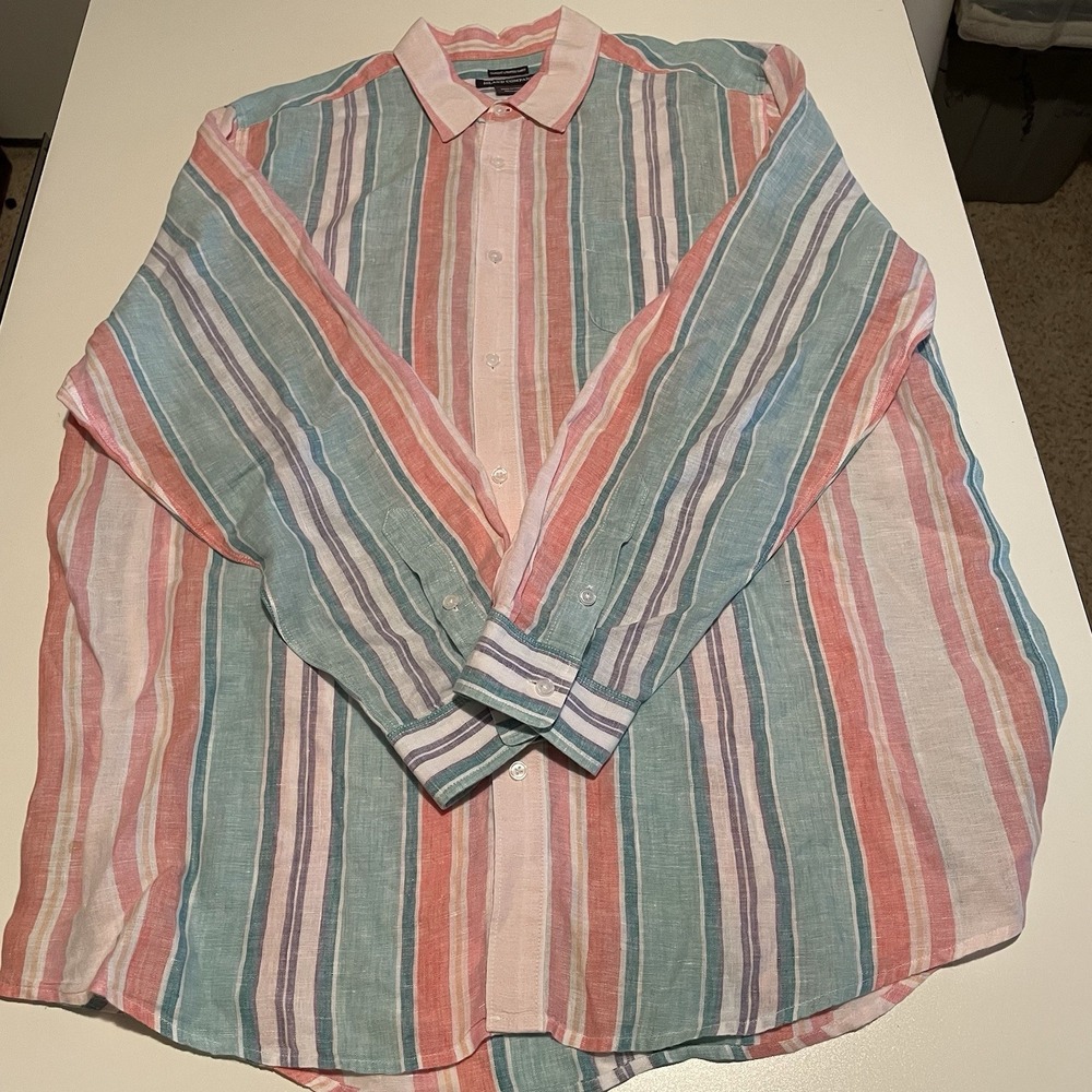 Island Company 100%  Linen Long Sleeve Button Down Shirt Size XL